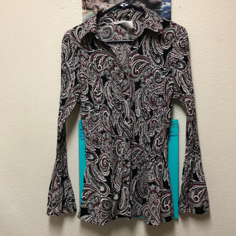Ladies button up Fred David pleated blouse 14-16W